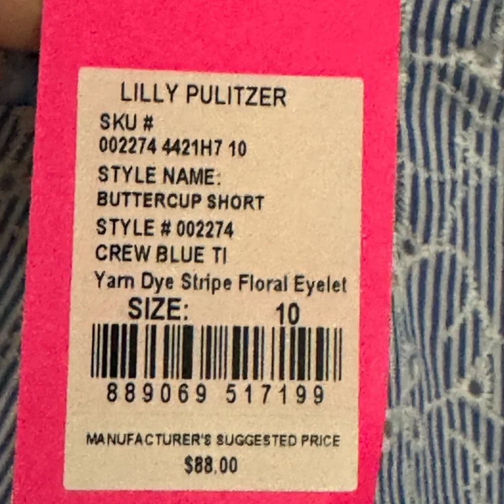NWT Lilly Pulitzer Shorts Buttercup Resort Blue Crew White Eyelet Scalloped 10 - Picture 13 of 13